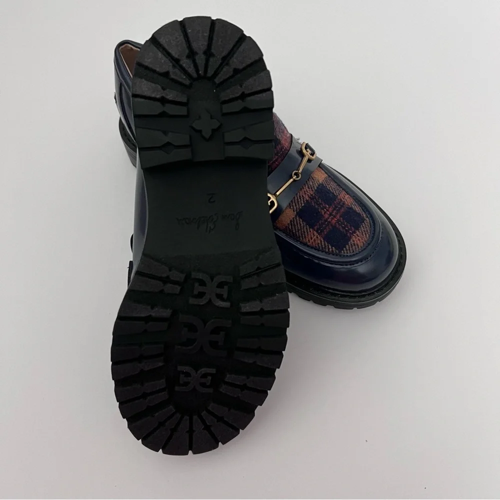 Sam Edelman Tully Buckle Round Toe Loafers, Size 2, Plaid, NWNT‎